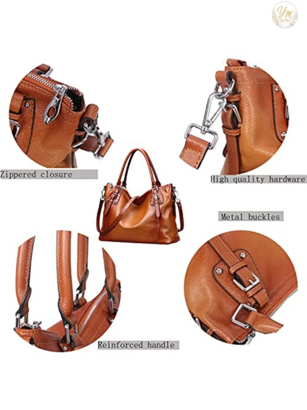 Genuine Leather Tote Satchel Shoulder Bag Crossbody Handbag Women Work Travel